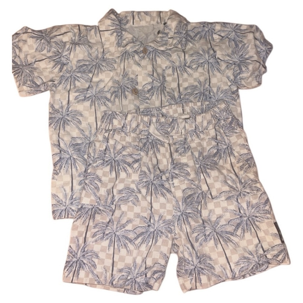 Ben Sherman Cream and Blue Set with Tropical Design